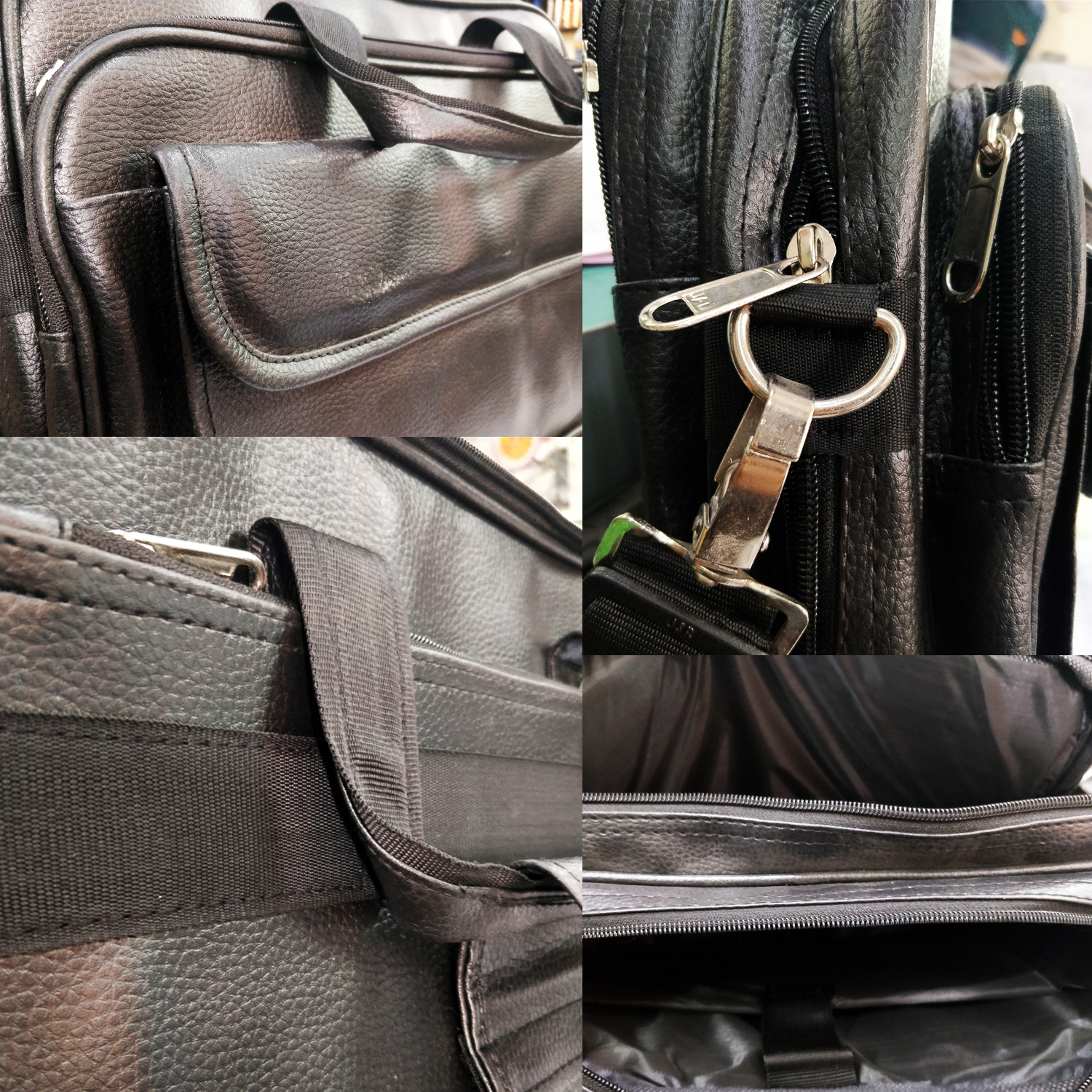 Spacious Classic Retro Laptop Bag - Leatherette, 15.6 Inches, Black | Adjustable Strap, 6 Compartments, Shockproof Padding, Zip Closure, Unisex Design, Stylish And Durable