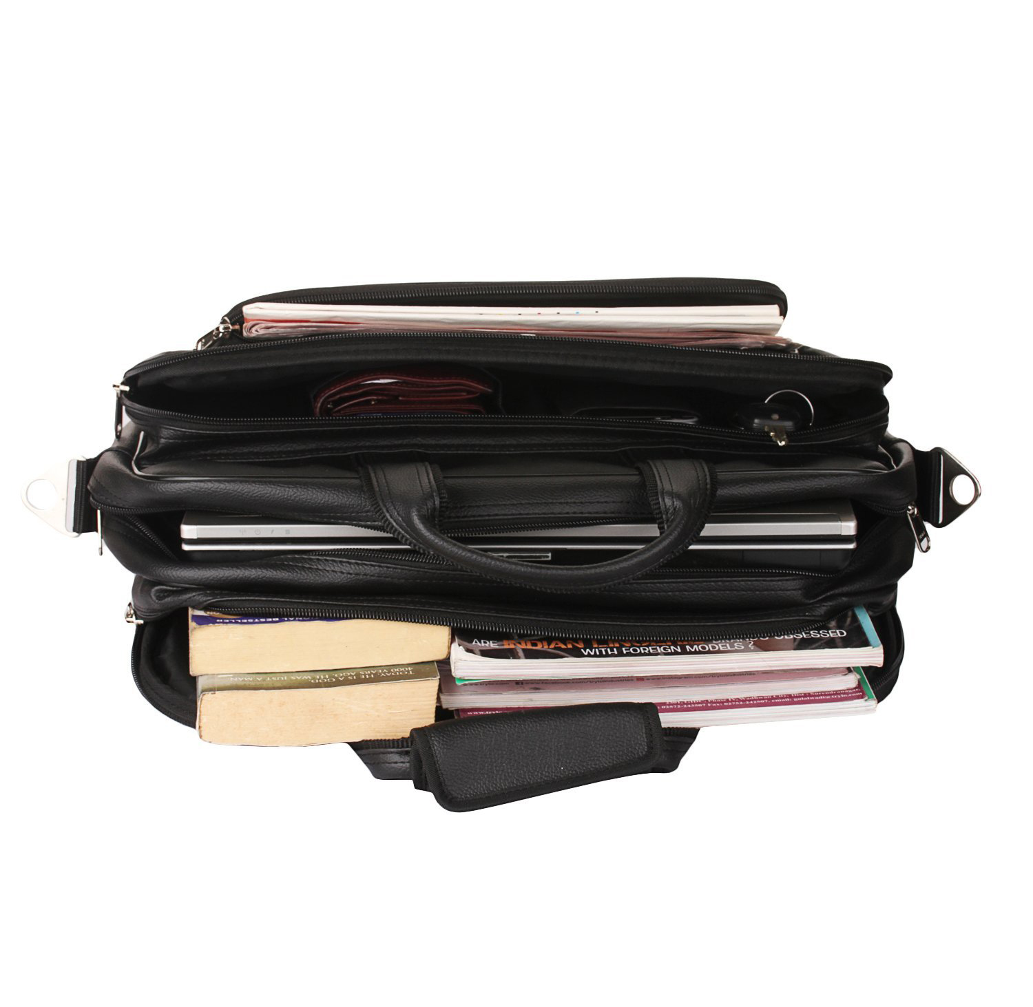 Spacious Classic Retro Laptop Bag - Leatherette, 15.6 Inches, Black | Adjustable Strap, 6 Compartments, Shockproof Padding, Zip Closure, Unisex Design, Stylish And Durable