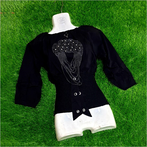 Ladies Fancy Top - Breathable Cotton Blend, Sizes S To Xl | Elastic Waist, Stylish 3/4 Sleeve, Perfect For Rainy And Summer Seasons