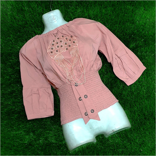Ladies Fancy Top - Breathable Cotton Blend, Sizes S To Xl | Elastic Waist, Stylish 3/4 Sleeve, Perfect For Rainy And Summer Seasons