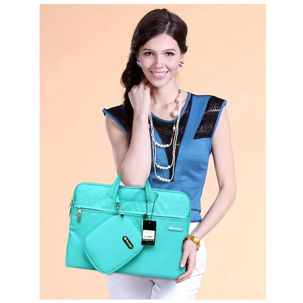 Turquoise Blue Campus Slim Case 15.4" Waterproof Laptop Messenger Bag For With Small Case And Mousepad