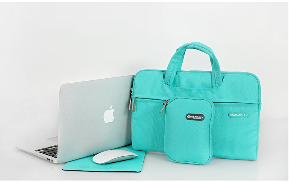 Turquoise Blue Campus Slim Case 15.4" Waterproof Laptop Messenger Bag For With Small Case And Mousepad
