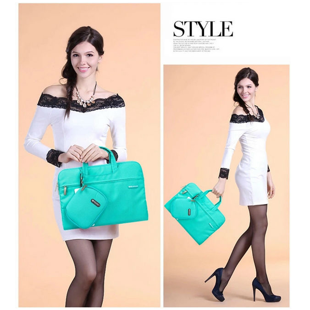 Turquoise Blue Campus Slim Case 15.4" Waterproof Laptop Messenger Bag For With Small Case And Mousepad