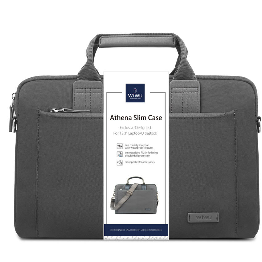 Grey Athena Messenger 13.3" Laptop Bag Premium Nylon Fabric And Multi Pockets