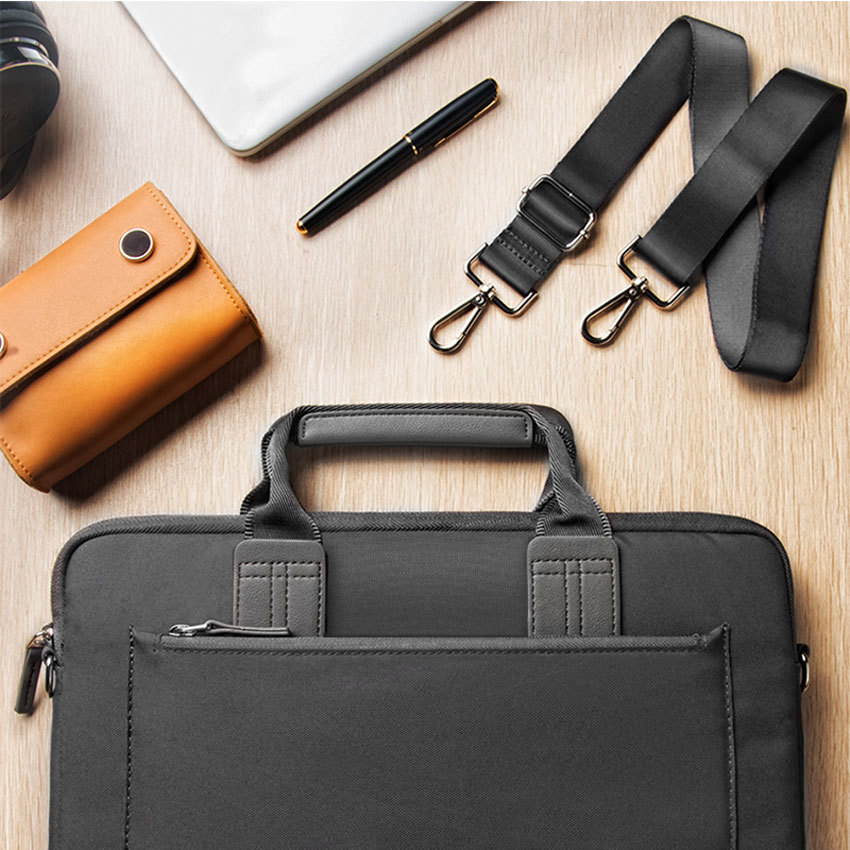 Grey Athena Messenger 13.3" Laptop Bag Premium Nylon Fabric And Multi Pockets