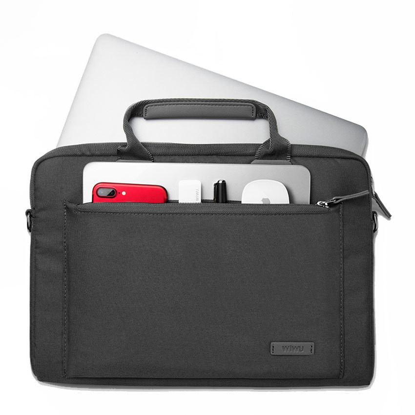 Grey Athena Messenger 13.3" Laptop Bag Premium Nylon Fabric And Multi Pockets