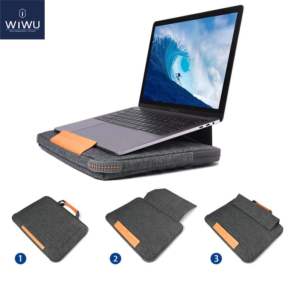 Black 15.4" Inch Laptop Sleeve Briefcase Bag Stand With Protective Layer For Macbook