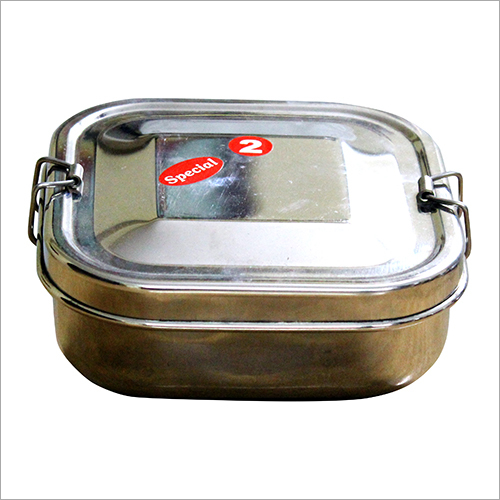 Silver Stainless Steel Single Deck Lunch Box