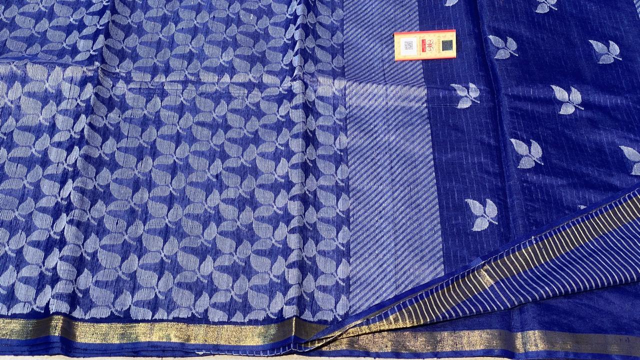 Pure Dupion Raw Silk Handloom Half Body Full Jala Half Body Booti Jala Saree.