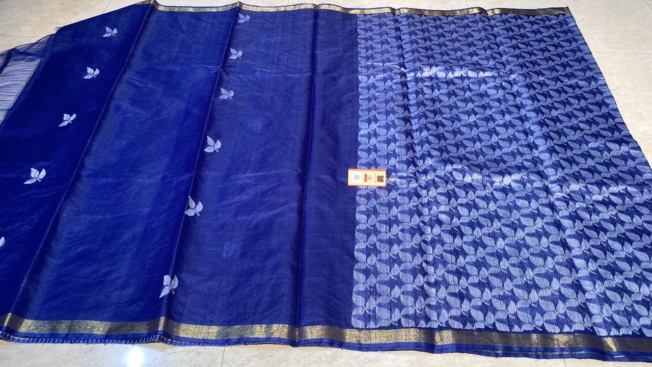 Pure Dupion Raw Silk Handloom Half Body Full Jala Half Body Booti Jala Saree.