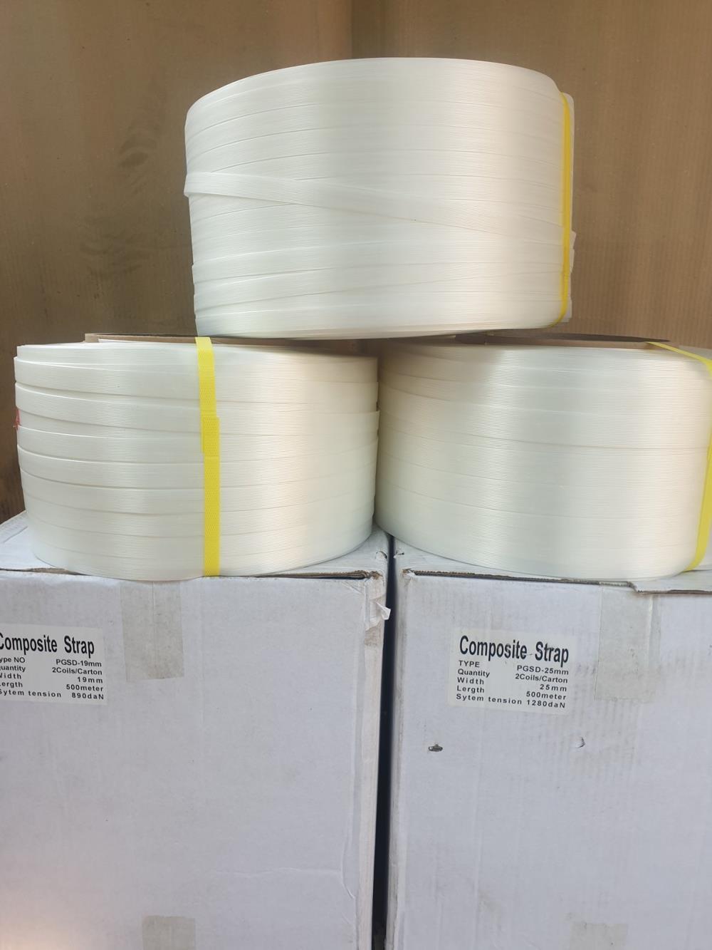 Composite Cord Strap - High Tenacity Polyester 13mm To 32mm Widths White Color | Low Elongation High Shock Absorption Scratch-free Protection
