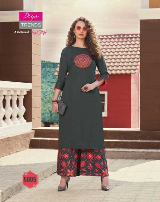 Rayon Kurti With Embroidery - L-xxl Size, Multi Color | 3-4th Sleeve Style, Comfortable Casual And Ethnic Wear With Plazzo & Pant Pair