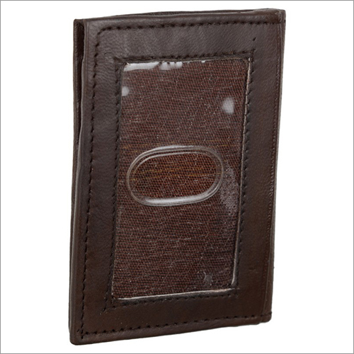 Leather Card Holder - Genuine Leather, 3x4 Inches, Brown | 6-8 Card Slots, Stitched Edges, Compact Durable Design
