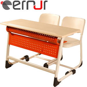 Double School Desk - Werzalit, 110x45x68 Cm, Beige | Durable, Ergonomic, Two Seats, Compact, Easy Assembly
