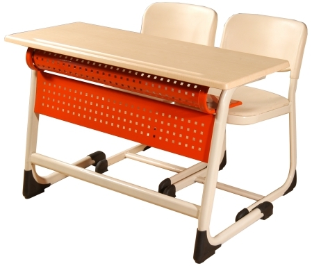 Double School Desk - Werzalit, 110x45x68 Cm, Beige | Durable, Ergonomic, Two Seats, Compact, Easy Assembly