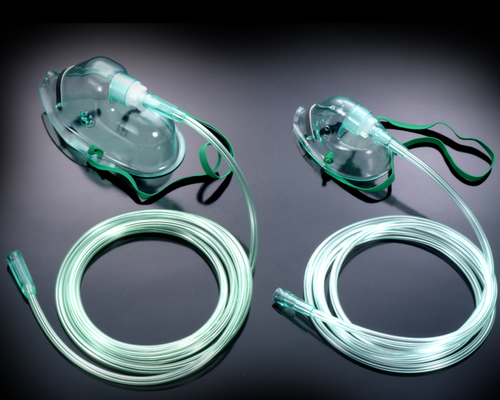 Oxygen Mask - DEHP Free PVC Material, Adult and Pediatric Sizes, Kink-Free Tubing, Adjustable Nose Clip for Optimal Fit