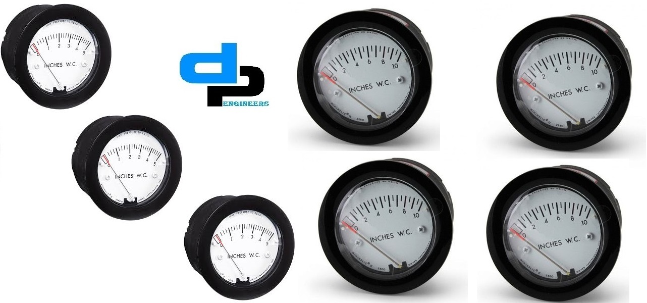 Dwyer 2-5000-100mm Minihelic Ii Differential Pressure Gauge 0-100 Mm W.c - Glass Filled Nylon, 67 Mm Diameter, Black Dial | Accurate To ±5% Fs, Versatile For Air And Compatible Gases