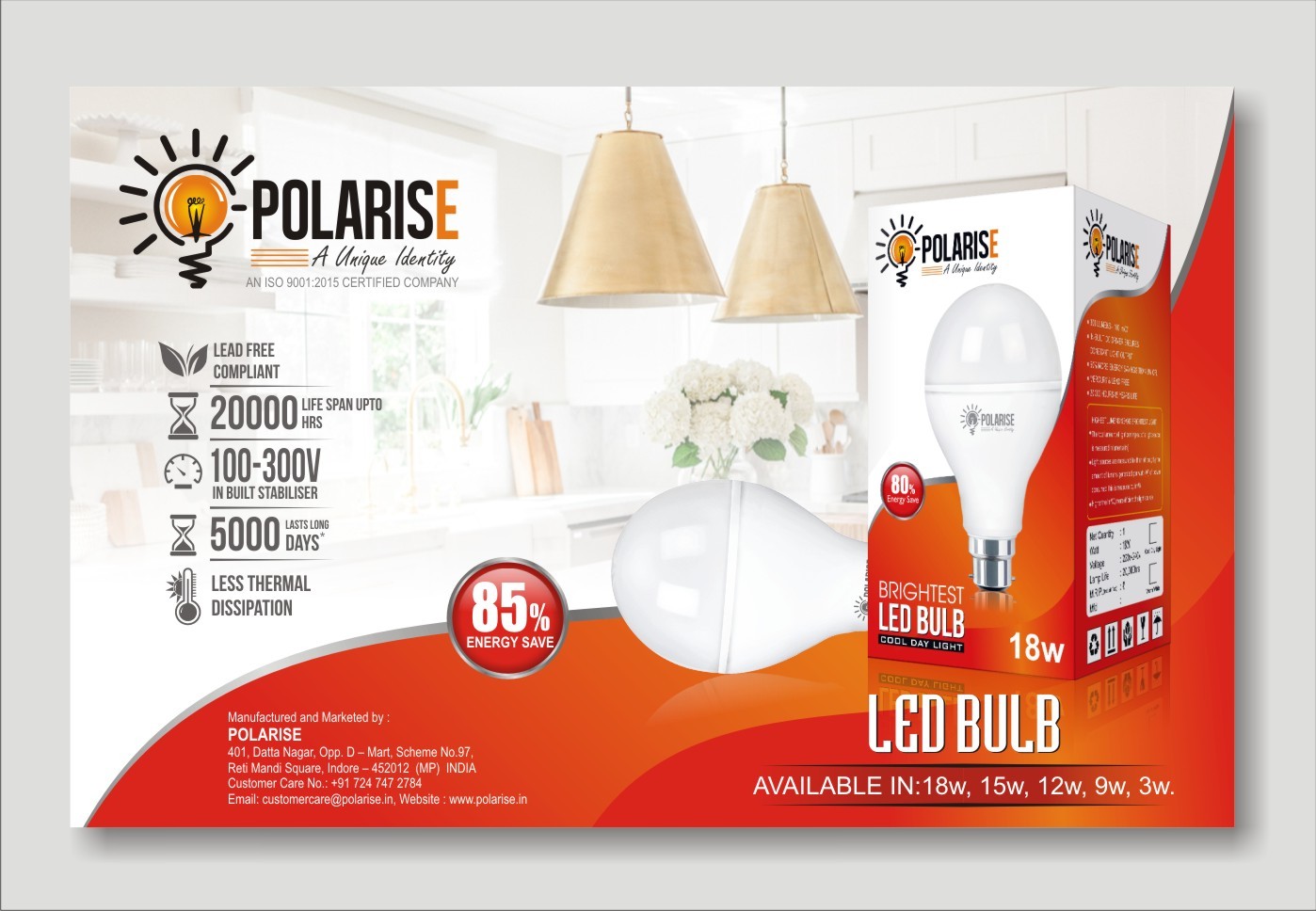 3w Led Bulb - Polycarbonate With Aluminum Insert, 57x57x107 Mm, Warm White To Cool White (3000k-6500k) | Cost-efficient, Flicker-free, High Efficiency (>90%), Low Power Consumption