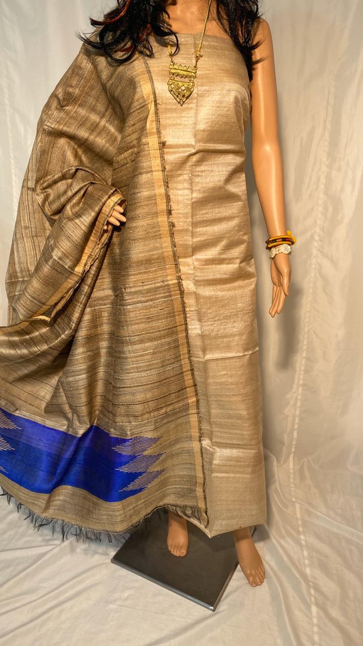 Pure Desi Tussar Silk Plain Top 2.5 Mtrs ,Pure Dupion Raw Silk Handloom Long 2.5 Mtrs Dupatta Texture: Woven