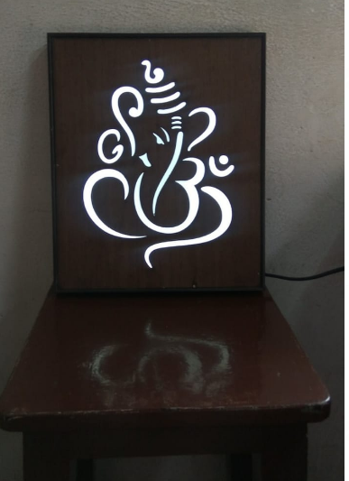 Ganesh Wooden Backlit Laser Cut Wall Hanging