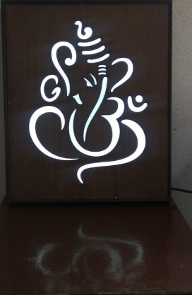 Ganesh Wooden Backlit Laser Cut Wall Hanging