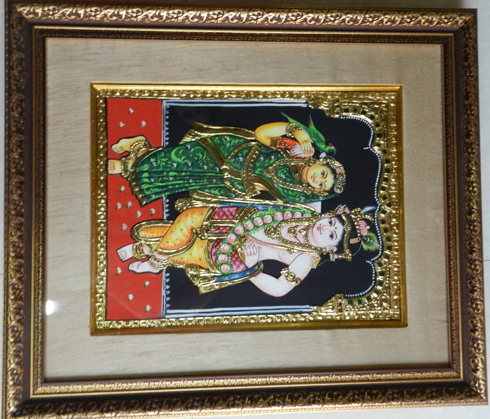 Cauvery Arts & Framing, Meenakari Work On Marble With Antique Frame And Glass, Dimensions Of Frame
