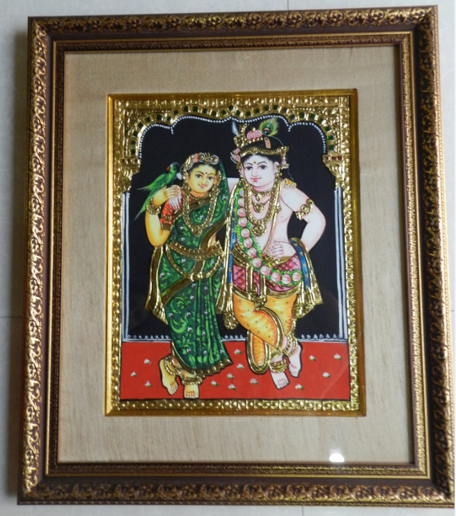 Cauvery Arts & Framing, Meenakari Work On Marble With Antique Frame And Glass, Dimensions Of Frame