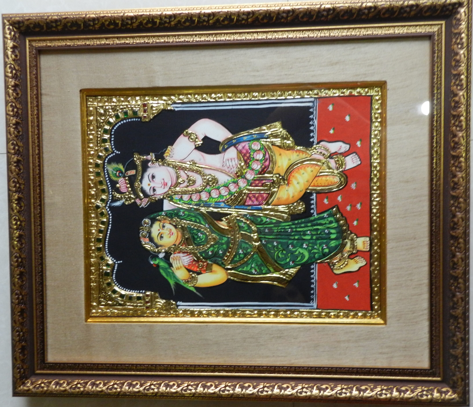Cauvery Arts & Framing, Meenakari Work On Marble With Antique Frame And Glass, Dimensions Of Frame