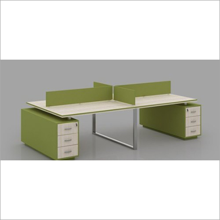 Adjustable Workstation - Metal & Wood, 1200/600 Size, Green Color, L Shape, 3 Drawer Storage, Sunmica Finish, Office Design