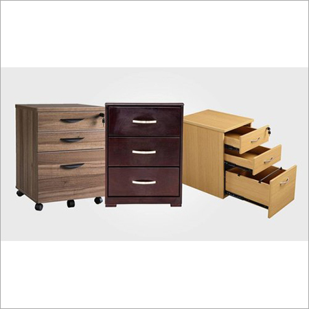 Wooden Pedestal - MDF, Custom Size , Steel Drawers with Locking Mechanism, Corrosion-Proof Aluminum Edge, Metal File Holders, Wooden Veneer Finish, Ideal for Office Storage