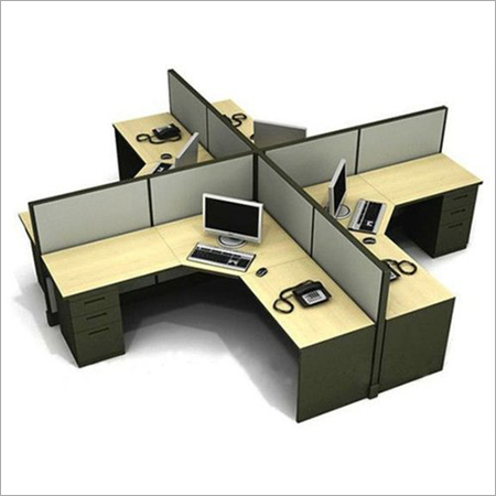 Green & Wooden L Shape Workstations