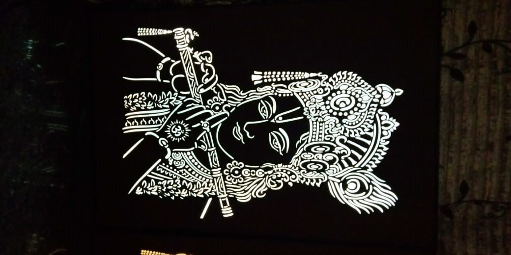 Krishna Wooden Backlit Laser Cut Wall Hanging