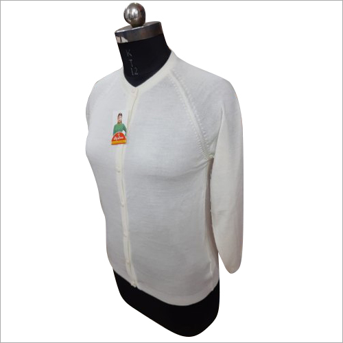 Ladies Plain Woolen Cardigan - Woolen Material, Long Sleeves, Ivory White | Fashion-forward Design, Ideal For Kurtis And Salwar Suits