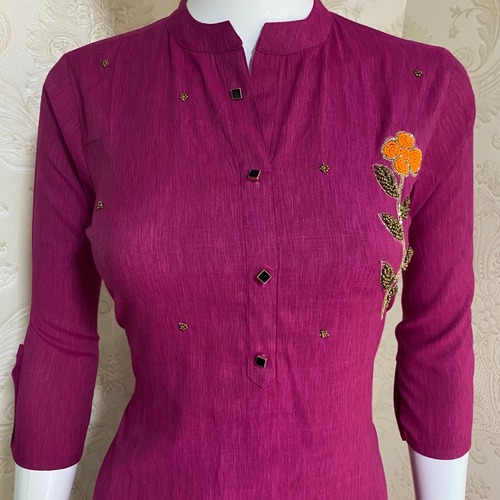 Rayon Kurtis - Full Stitched, 45 Inch Length, Multi Color Options - Anti-Wrinkle, No Fade, Washable, 3-4th Sleeve Style, A-Line, Ideal for Casual and Party Wear