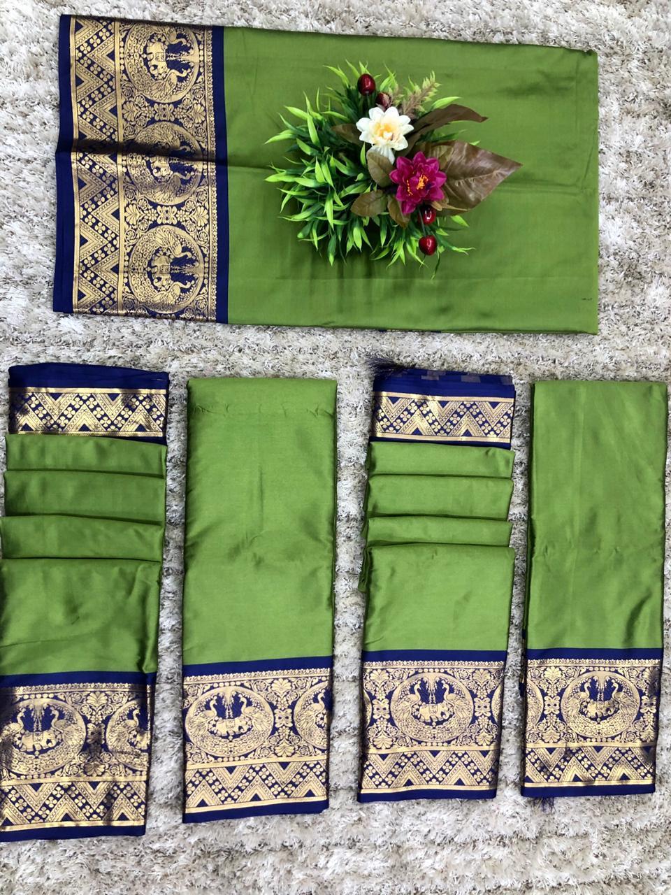 Cotton Silk Sarees - Rich Cotton Silk Blouse Set Of 6 Pcs | Multi Colors, Suitable For Rainy, Spring, Summer, & Winter Seasons