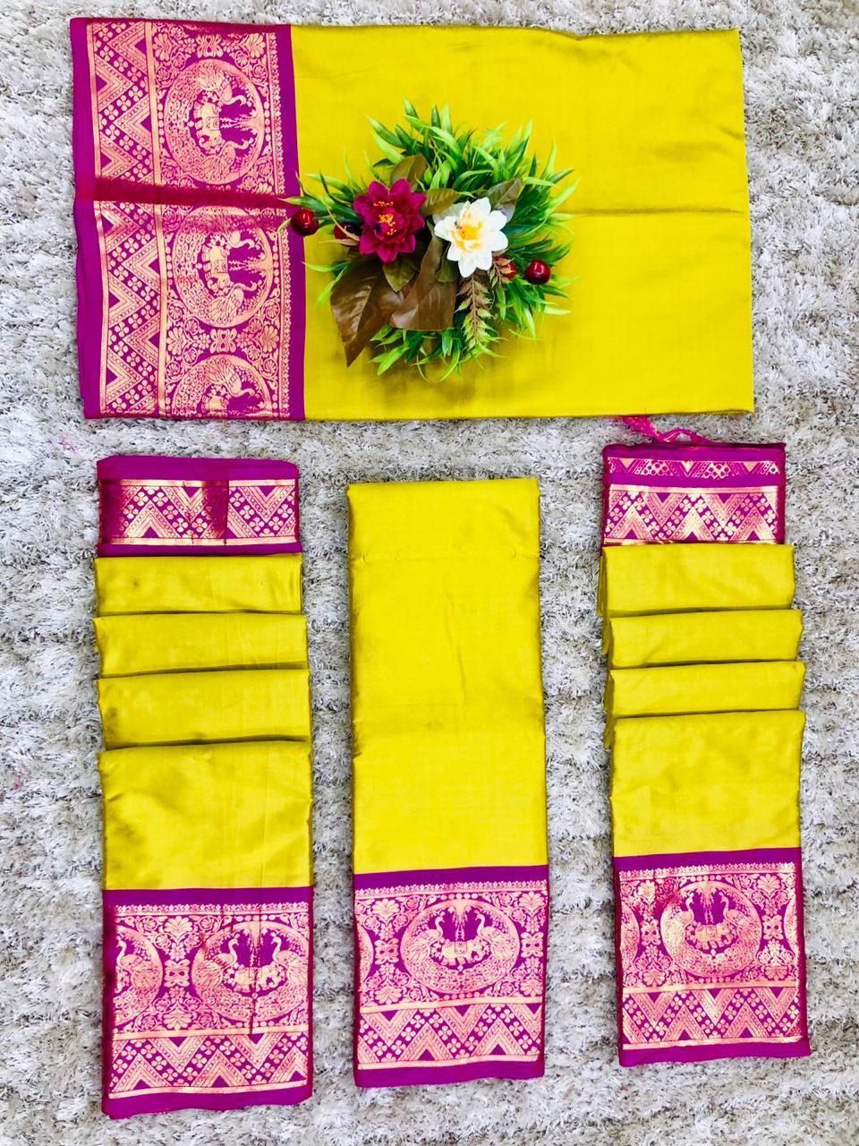 Cotton Silk Sarees - Rich Cotton Silk Blouse Set Of 6 Pcs | Multi Colors, Suitable For Rainy, Spring, Summer, & Winter Seasons