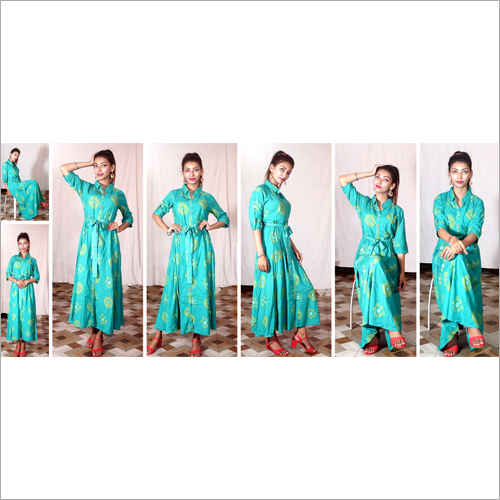 Ladies Floor Length Kurti - Rayon Fabric, Size M (38), 52" Length - Trendy Printed Design, Quick Dry, Comfortable Fit, 3/4 Sleeve