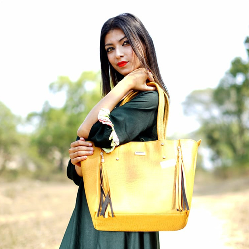 Ladies Designer Shoulder Bag - Durable Material, Lightweight Design, Yellow Color | Zipper Closure, Multiple Compartments, Functional & Stylish For Women