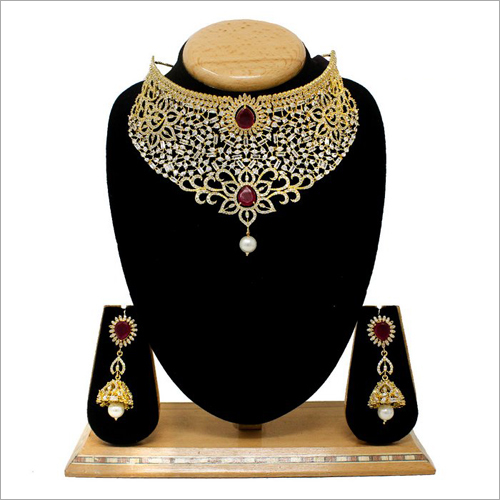 Ladies Artificial Necklace Set - Zircon and Pearl Accents | Elegant Neckless Design for Women