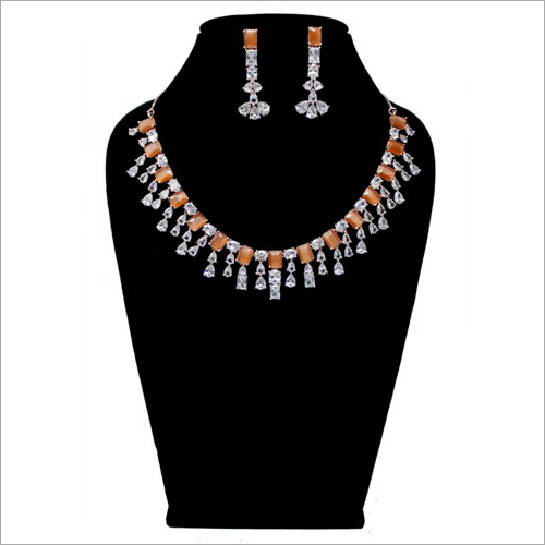 Imitation Party Wear Necklace Set - Metal, Light Weight, Stunning Zircon Accents | Elegant Design, Comfortable Fit, Perfect for Traditional Attire