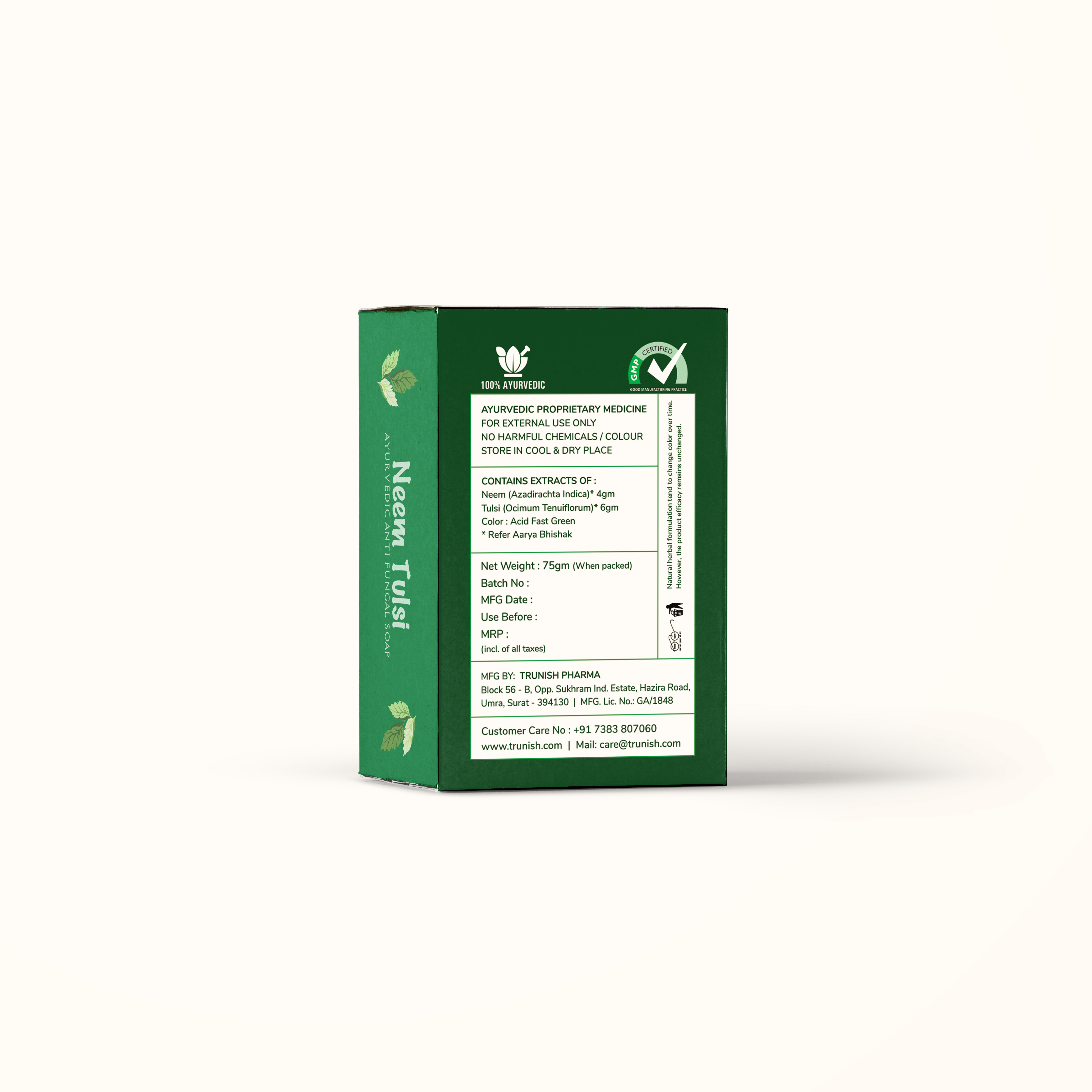 Neem Tulsi Soap - Natural Antibacterial Blend, Detoxifying & Moisturizing For All Ages, Anti-aging & Herbal Benefits