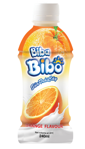 Bibabibo Orange Fruit Flavoured Milk - 15% Dairy Milk, Sweet Taste | Natural Ingredients, Vitamins & Minerals, No Alcohol Content