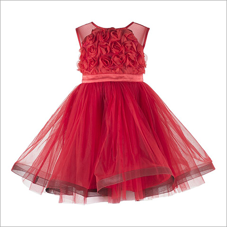 Red Rose Applique Party Dress - Polyester Satin, Customized Size, Elegant Sleeveless Style, Ideal for Summer Wear