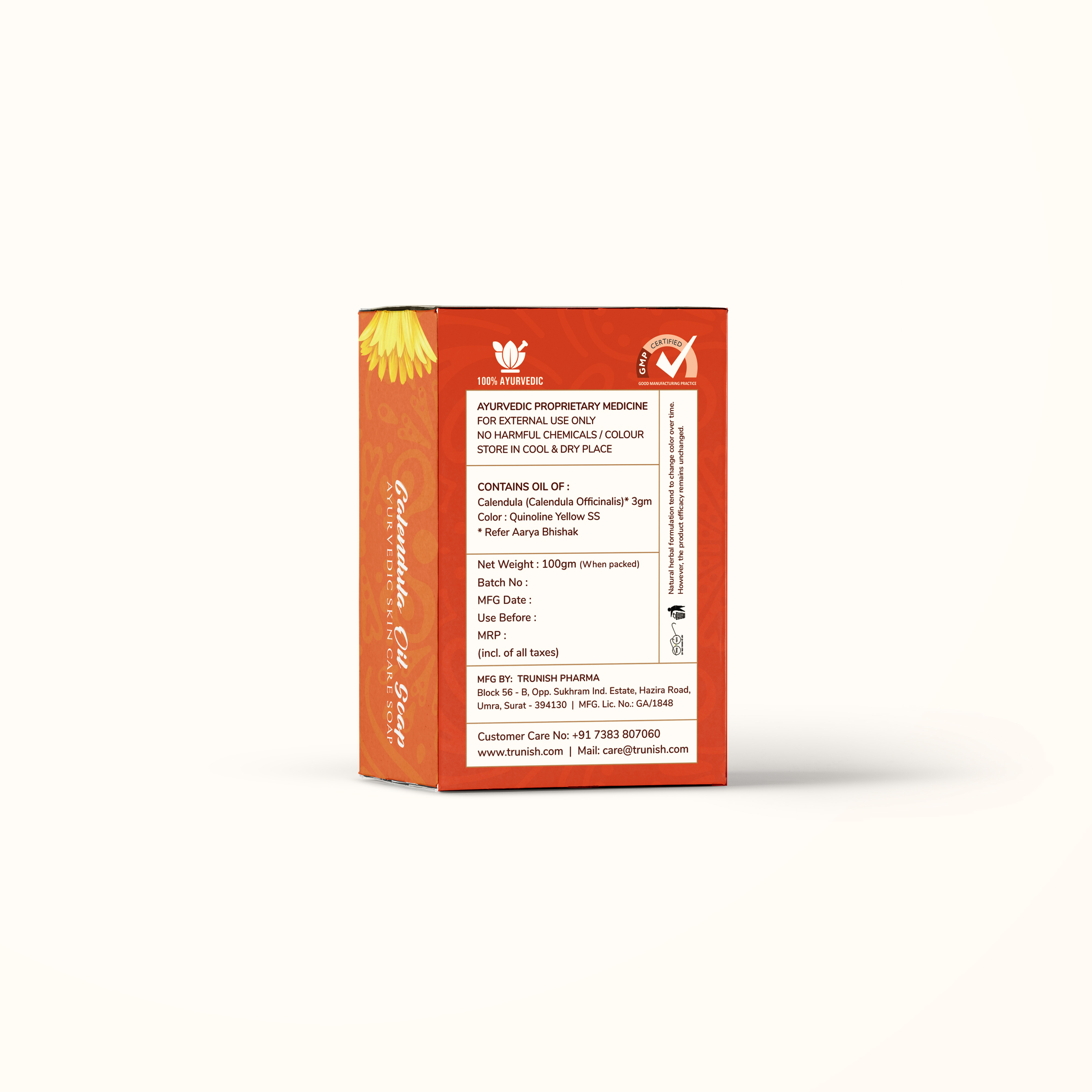Ayurvedic Calendula Soap Age Group: For Children(2-18years)