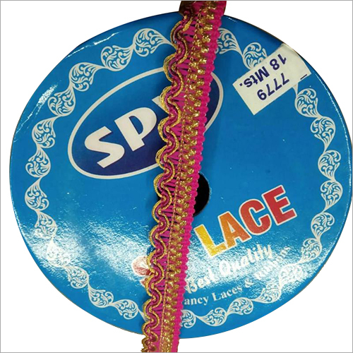 पिंक (गुलाबी) और गोल्डन (सुनहरा) 18 मीटर साड़ी ज़री लेस