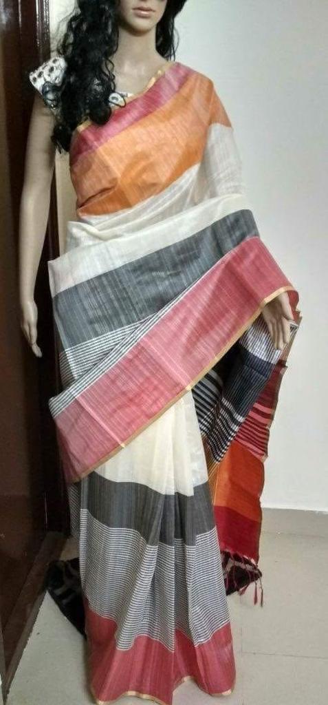Multi Color Raw Silk Saree