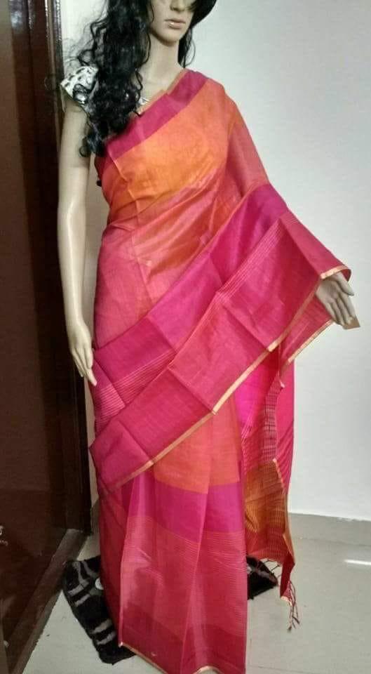 Multi Color Raw Silk Saree