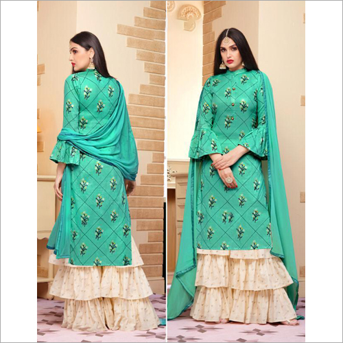 Green (Also Available In Different Color) Ladies Sharara Suit