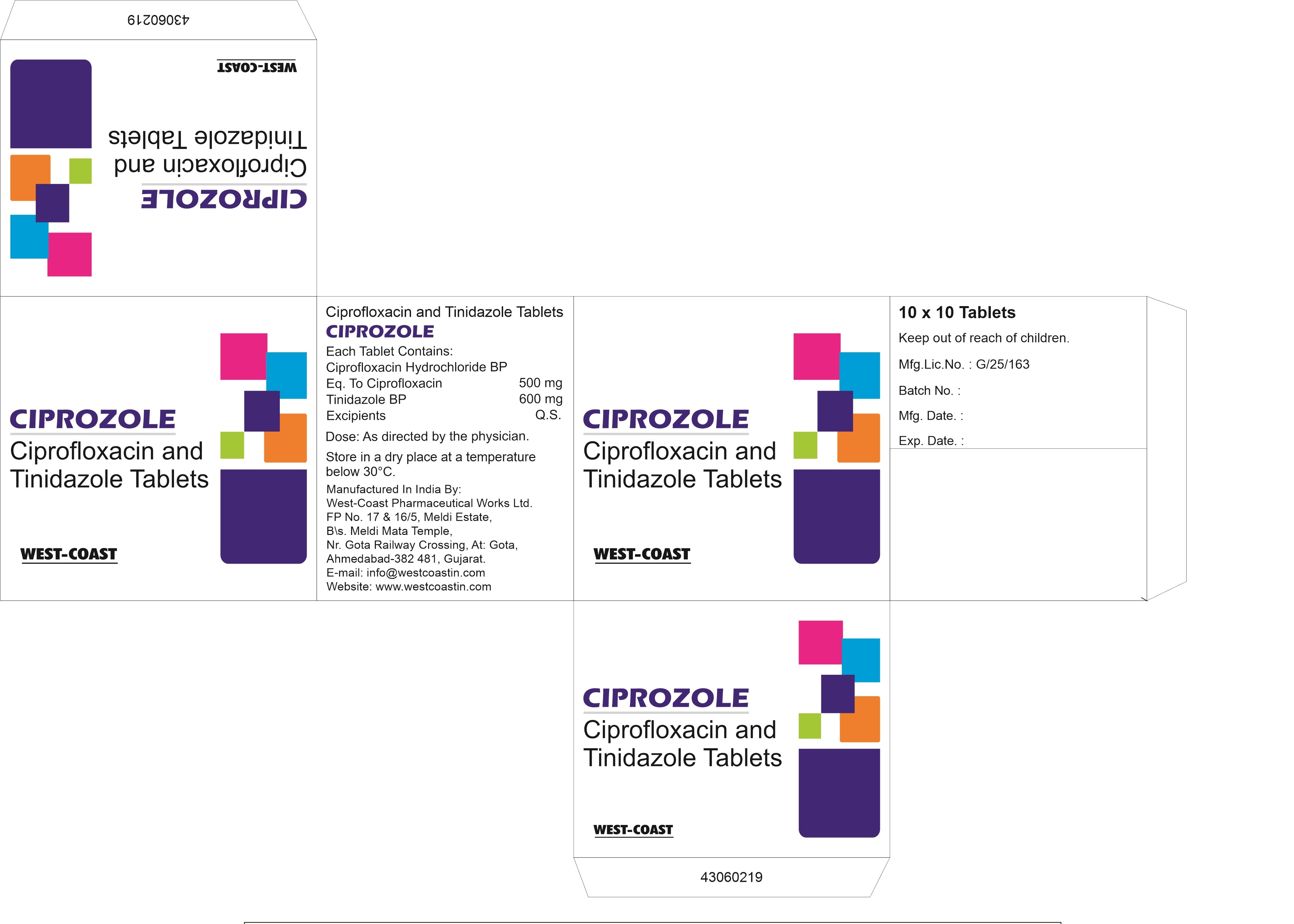 Ciprofloxacin & Tinidazole Tablets Cas No: -