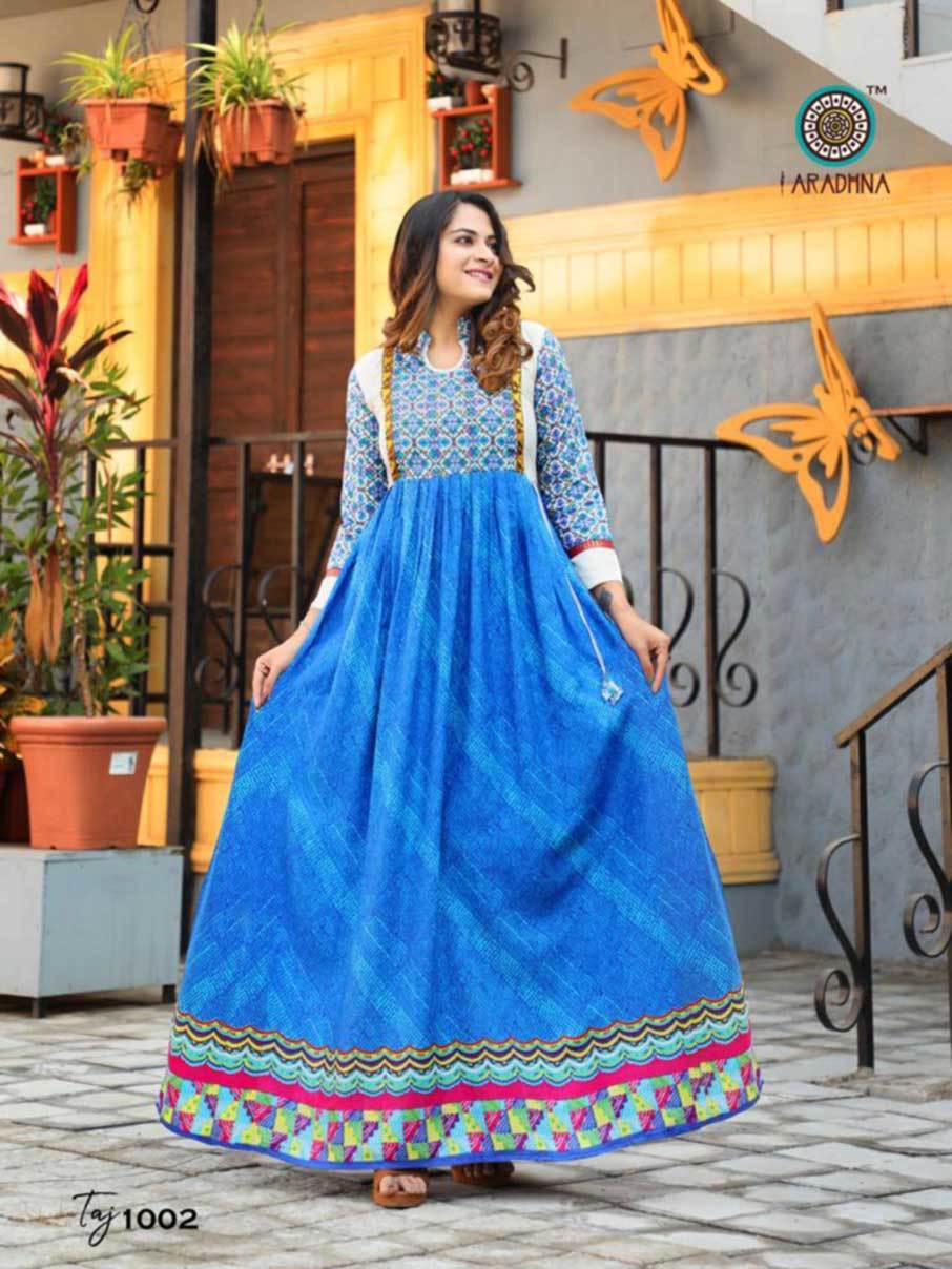 Rayon Long Kurti - Heavy Rayon Print With Embroidery Work, M-3xl Sizes, 3/4 Sleeve Style, Ethnic & Party Wear